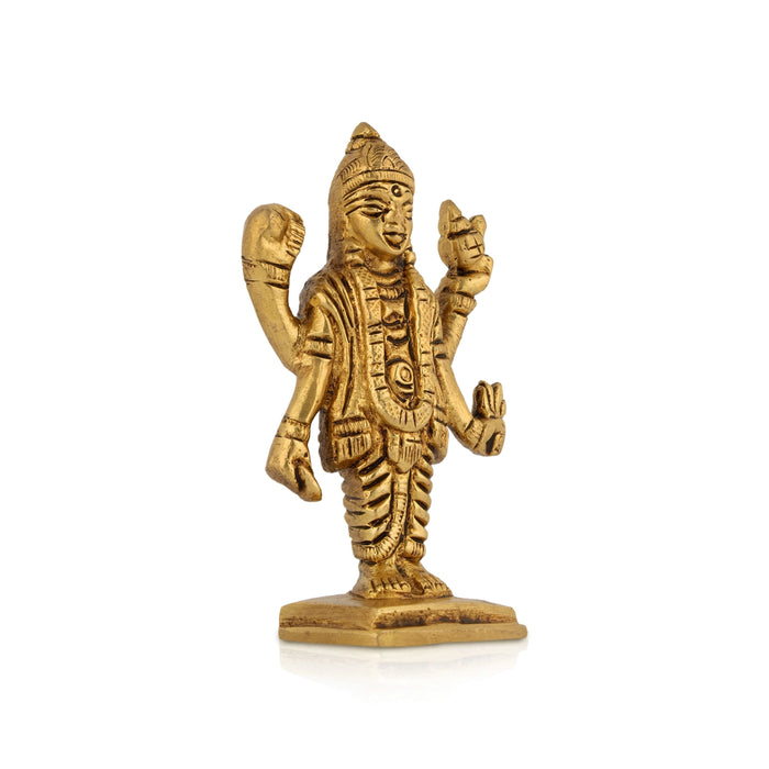 Dhanvantari Murti Standing On Base - 3 X 2 Inches | Antique Brass Idol/ Dhanvantri Murti For Home And Worship - Brass Murties