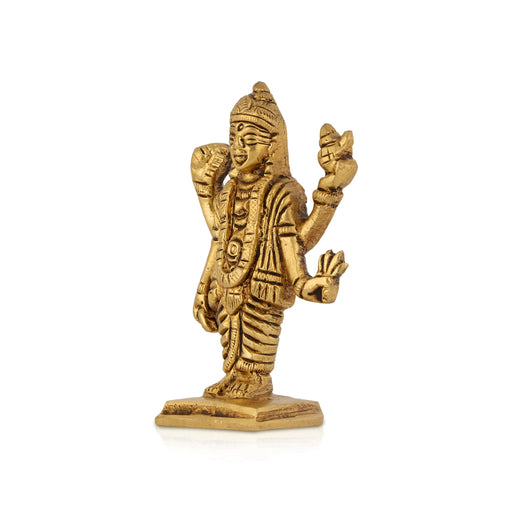 Dhanvantari Murti Standing On Base - 3 X 2 Inches | Antique Brass Idol/ Dhanvantri Murti For Home And Worship - Brass Murties