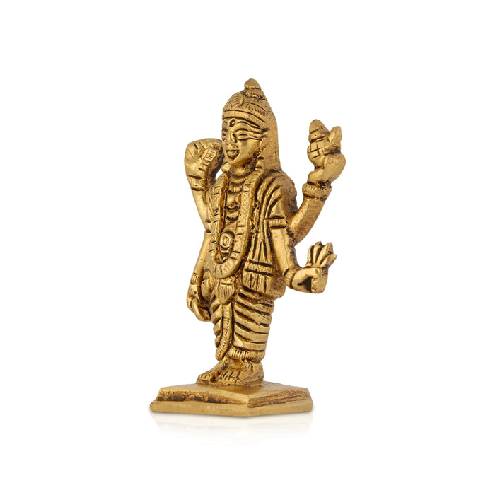 Dhanvantari Murti Standing On Base - 3 X 2 Inches | Antique Brass Idol/ Dhanvantri Murti For Home And Worship - Brass Murties