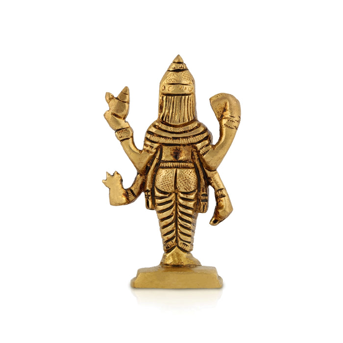 Dhanvantari Murti Standing On Base - 3 X 2 Inches | Antique Brass Idol/ Dhanvantri Murti For Home And Worship - Brass Murties
