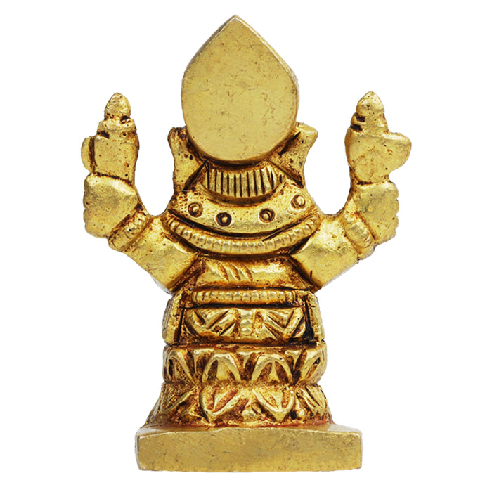 Ganesh Murti - Square - 2.5 Inches | Antique Statue / Vinayagar Statue/ Ganesha Idol for Pooja - Brass Murties