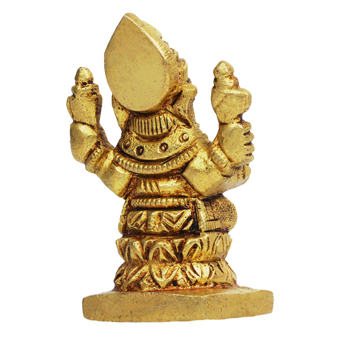 Ganesh Murti - Square - 2.5 Inches | Antique Statue / Vinayagar Statue/ Ganesha Idol for Pooja - Brass Murties