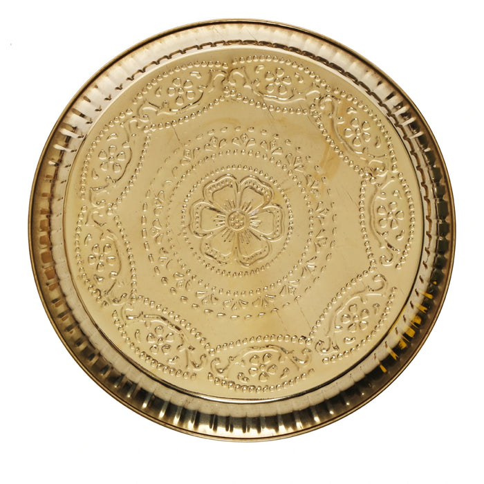 Brass Plate - 12 Inches | Pooja Plate/ Nagas Beading Design Thali Plate/ Thali Pooja for Home/ 400 Gms Approx - Pooja Plate & Tray