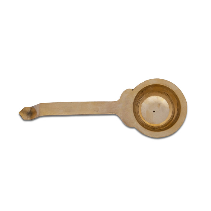 Brass Aarti - 1.75 x 8 Inches | Laddle Karpoora Burner/ Kapoor Arti for Pooja/ 175 Gms Approx - Kapur Aarti