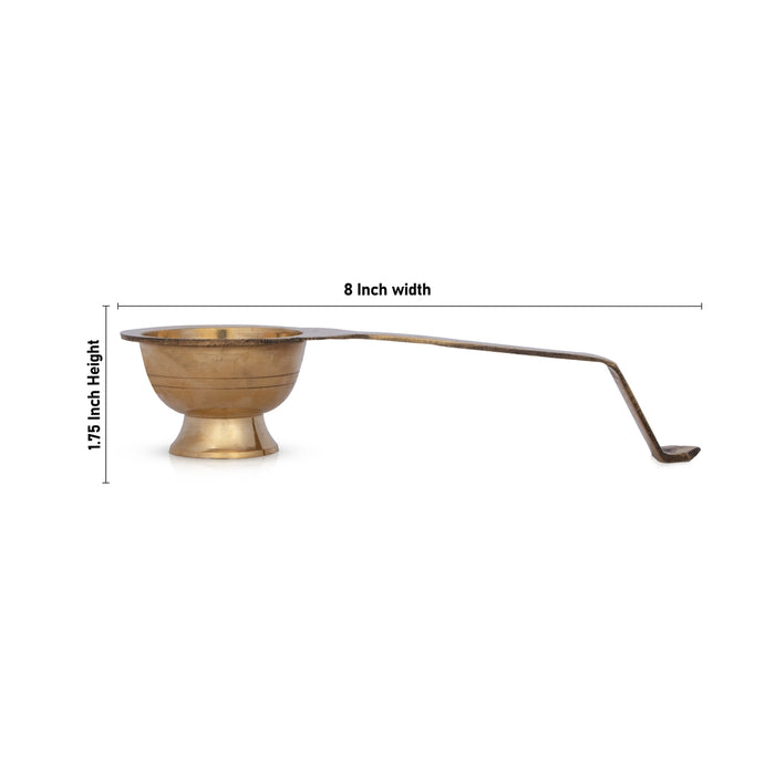 Brass Aarti - 1.75 x 8 Inches | Laddle Karpoora Burner/ Kapoor Arti for Pooja/ 175 Gms Approx - Kapur Aarti