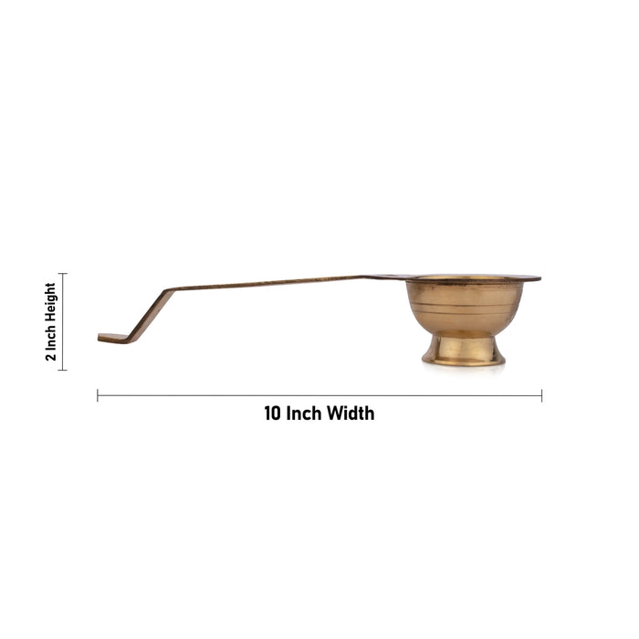 Brass Aarti - 2 x 10 Inches | Laddle Karpoora Burner/ Kapoor Arti for Pooja/ 200 Gms Approx - Kapur Aarti