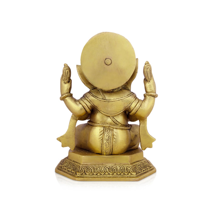 Ganesh Murti - 7.5 x 5.5 Inches | Antique Brass Idol/ Vinayaka Statue/ Ganpati Idol for Pooja/ 2.800 Kgs Approx - Brass Murties