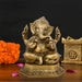 Ganesh Murti - 7.5 x 5.5 Inches | Antique Brass Idol/ Vinayaka Statue/ Ganpati Idol for Pooja/ 2.800 Kgs Approx - Brass Murties