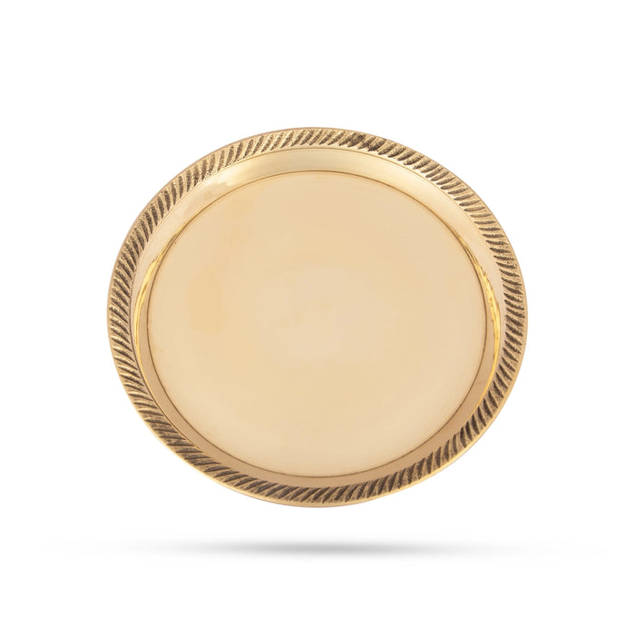 Pin Tray - 4 Inches | Pooja Stand/ Brass Plate/ Asan for Deity/ 95 Gms Approx - Pooja Plate & Tray