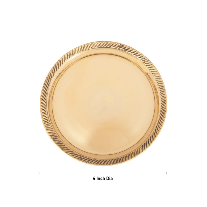 Pin Tray - 4 Inches | Pooja Stand/ Brass Plate/ Asan for Deity/ 95 Gms Approx - Pooja Plate & Tray