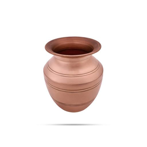 Iyengar Copper Lota - 6 X 4.5 Inches | Vaishnav Chombu/ Copper Kalash For Pooja And Ritual Water Offering - Kalash & Pooja Lota