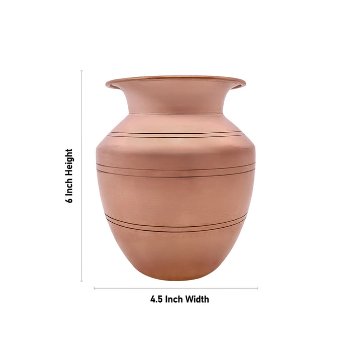 Iyengar Copper Lota - 6 X 4.5 Inches | Vaishnav Chombu/ Copper Kalash For Pooja And Ritual Water Offering - Kalash & Pooja Lota