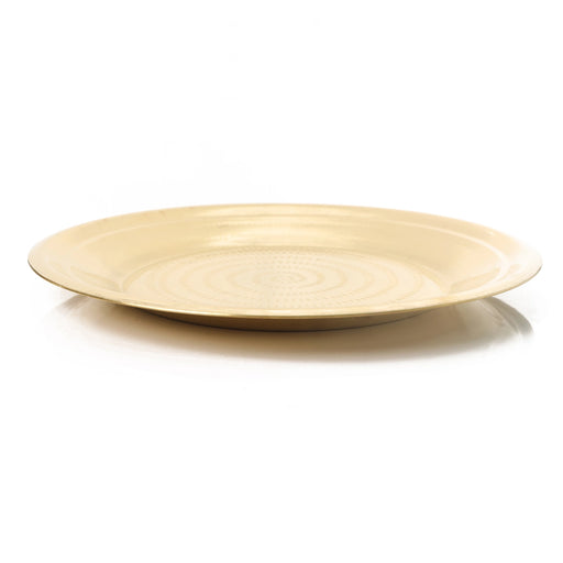 Brass Plate - 17 Inches | Pottu Prath Thali Plate/ Pooja Plate for Home/ 700 Gms Approx - Pooja Plate & Tray