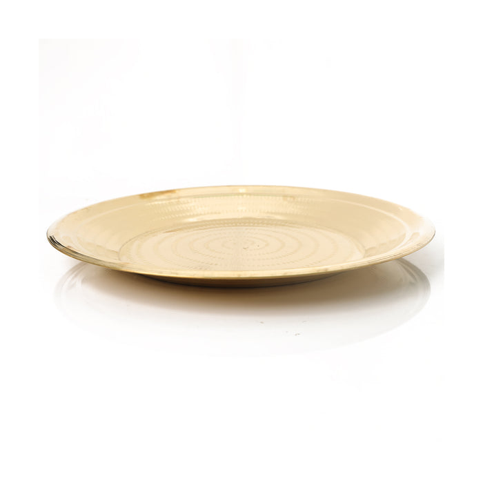 Brass Plate  - 18 Inches |  Thali Plate/ Pooja Plate/ Pottu Prath Plate/ Pooja Thali for Home - Pooja Plate & Tray