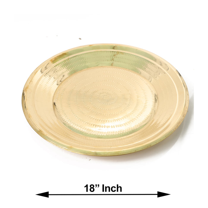 Brass Plate  - 18 Inches |  Thali Plate/ Pooja Plate/ Pottu Prath Plate/ Pooja Thali for Home - Pooja Plate & Tray