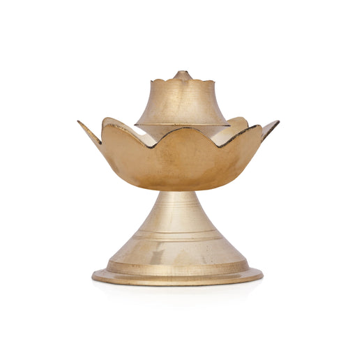 Agarbathi Stand - 2 x 2.5 Inches | Lotus Design Brass Incense Holder for Pooja/ 60 Gms Approx - Agarbathi Stand