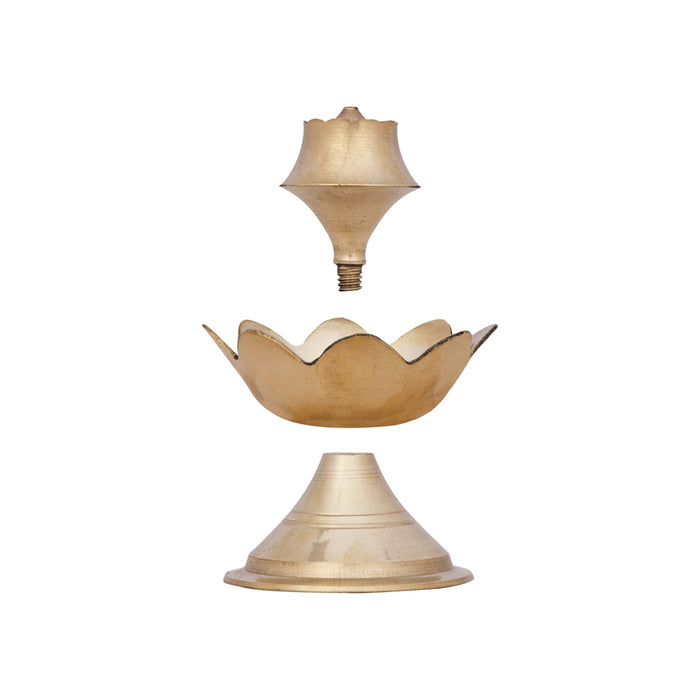 Agarbathi Stand - 2 x 2.5 Inches | Lotus Design Brass Incense Holder for Pooja/ 60 Gms Approx - Agarbathi Stand