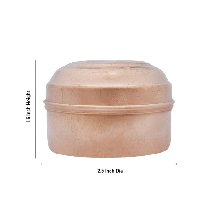 Pooja Box With Lid - 1.5 x 2.5 Inches | Storage Box/ Copper Box/ Jewellery Box for Home - Pooja Box & Paduka