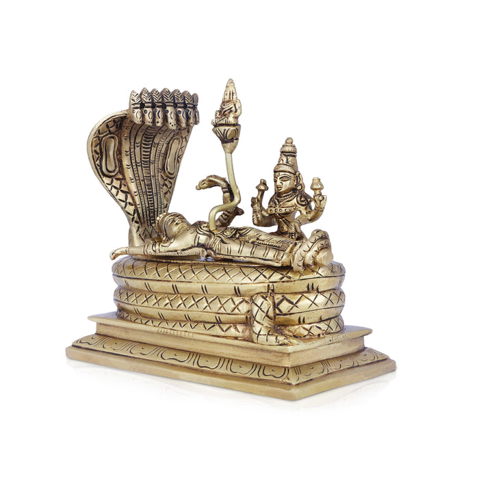 Sri Ranganathar Statue - 6 x 7 Inches | Antique Brass Idol/ Ranganathar Idol for Pooja/ 2 Kgs Approx - Brass Murties