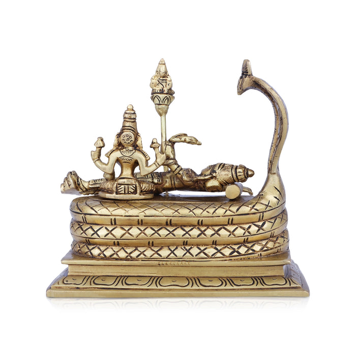 Sri Ranganathar Statue - 6 x 7 Inches | Antique Brass Idol/ Ranganathar Idol for Pooja/ 2 Kgs Approx - Brass Murties