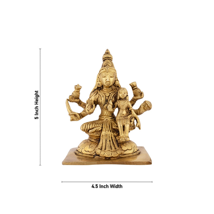 Ashtalakshmi Idol With Base Set - 5 x 4.5 Inches | Antique Brass Idol/ Sitting Ashtalaxmi Murti for Pooja - Brass Murties
