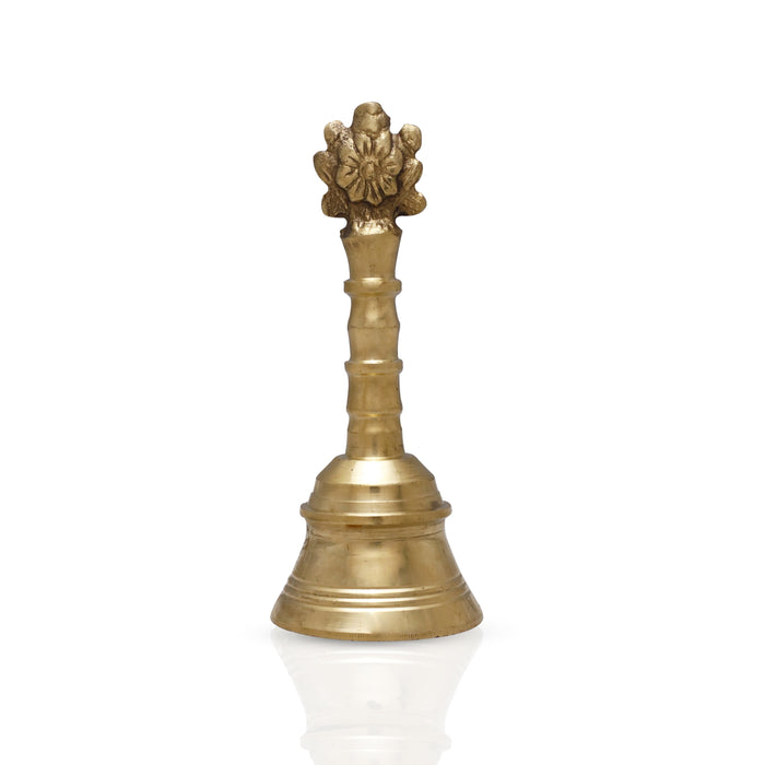 Hand Bell - 5.25 x 2.25 Inches | Puja Bell/ Brass Bell/ Shankh Chakra Handle Ghanti for Home - Pooja Bells