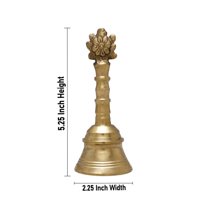 Hand Bell - 5.25 x 2.25 Inches | Puja Bell/ Brass Bell/ Shankh Chakra Handle Ghanti for Home - Pooja Bells