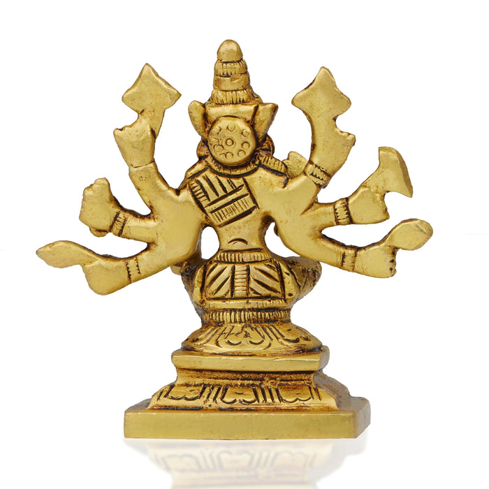 Varahi Amman Statue - 3.5 Inches | Varahi Idol/ Antique Brass Statue/ Varahi 8 Hands Idol for Pooja - Brass Murties