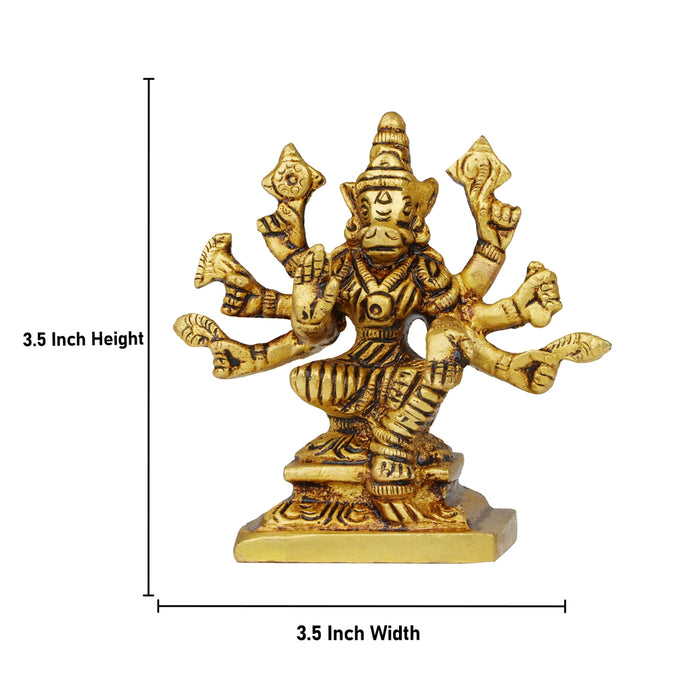 Varahi Amman Statue - 3.5 Inches | Varahi Idol/ Antique Brass Statue/ Varahi 8 Hands Idol for Pooja - Brass Murties