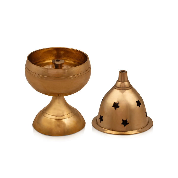 Nanda Deepam With Base - 5 x 2.5 Inches | Brass Lamp/ Nanda Vilakku/ Brass Pooja Diya for Home - Nanda Lamps & Pyali Lamps