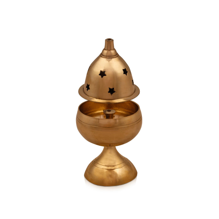 Nanda Deepam With Base - 5 x 2.5 Inches | Brass Lamp/ Nanda Vilakku/ Brass Pooja Diya for Home - Nanda Lamps & Pyali Lamps