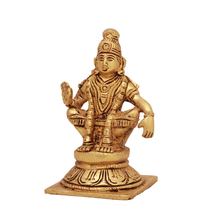 Ayyappan Statue - 5 Inch-Square Base | Brass Statue/ Ayyappan Idol for Pooja - Brass Murties