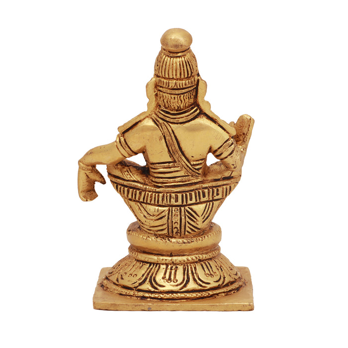 Ayyappan Statue - 5 Inch-Square Base | Brass Statue/ Ayyappan Idol for Pooja - Brass Murties