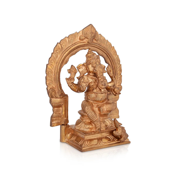 Ganesha With arch Murti - 8.5 x 6.5 Inches | Panchaloha Vinayakar Idol /Ganapathi Sculpture For Home Decor - Panchaloha Murties