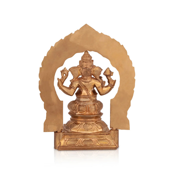 Ganesha With arch Murti - 8.5 x 6.5 Inches | Panchaloha Vinayakar Idol /Ganapathi Sculpture For Home Decor - Panchaloha Murties