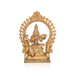 Saraswati Sitting on Base with Arch Murti - 9.5 x 7.5 inches | Panchaloha Idol / Vagdevi Statue for pooja - Panchaloha Murties