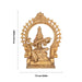 Saraswati Sitting on Base with Arch Murti - 9.5 x 7.5 inches | Panchaloha Idol / Vagdevi Statue for pooja - Panchaloha Murties