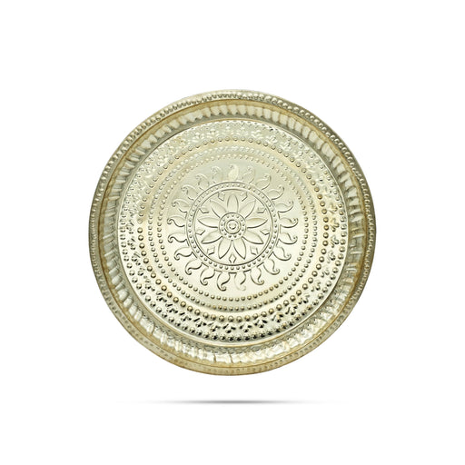 Brass Plate - 0.75 x 11 Inches | Beading Design Thali Plate/ Pooja Plate for Home - Pooja Plate & Tray