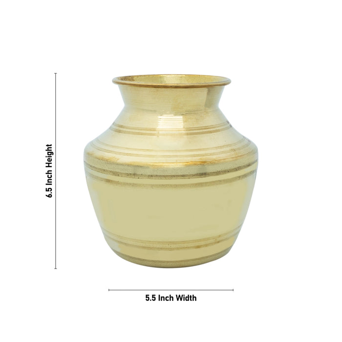 Brass Lota - 6.5 x 5.5 Inches | Chombu/ Brass Kalash/ Pooja Pot for Home - Kalash & Pooja Lota