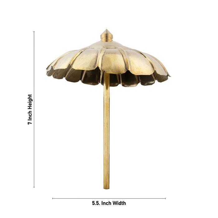 Brass Shodashopachara Pooja - 7 x 5.5 Inches | Kudai Shodasopachara Puja/ Shodashopachara Puja - Pooja Accessories