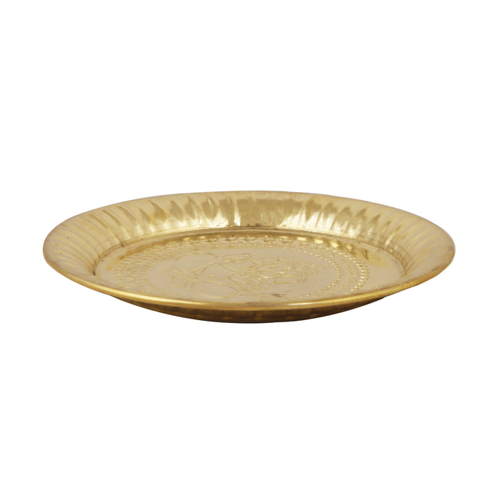 Brass Plate - 8 Inches | Pooja Plate/ Thali Plate for Home - Pooja Plate & Tray