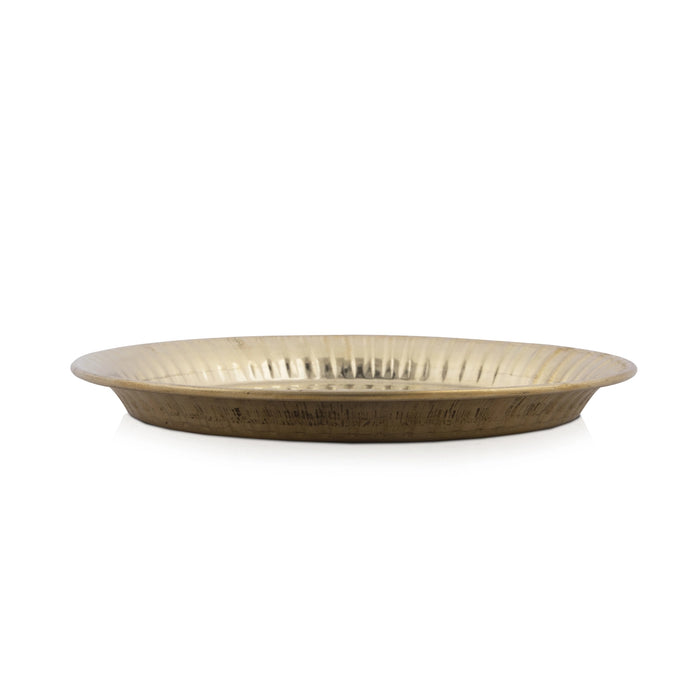 Brass Plate - 8 Inches | Nagas Beading Design Thali Plate/ Pooja Plate for Home/ 190 Gms Approx - Pooja Plate & Tray