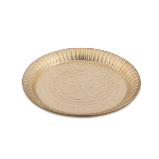 Brass Plate - 8 Inches | Nagas Beading Design Thali Plate/ Pooja Plate for Home/ 190 Gms Approx - Pooja Plate & Tray