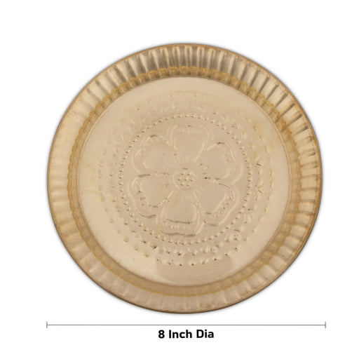 Brass Plate - 8 Inches | Nagas Beading Design Thali Plate/ Pooja Plate for Home/ 190 Gms Approx - Pooja Plate & Tray