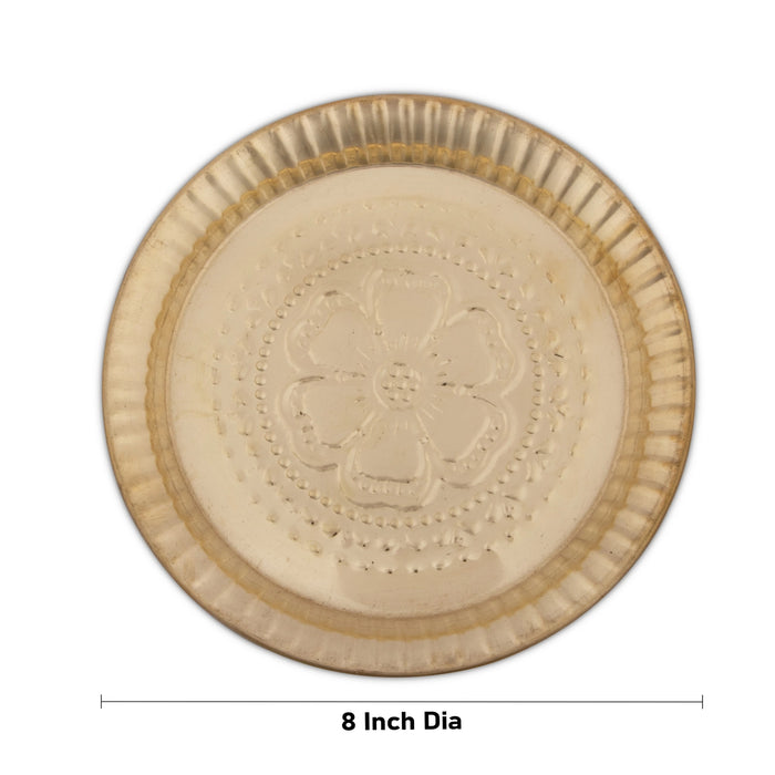 Brass Plate - 8 Inches | Nagas Beading Design Thali Plate/ Pooja Plate for Home/ 190 Gms Approx - Pooja Plate & Tray