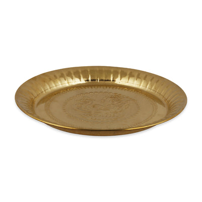 Brass Plate - 10 Inches | Pooja Plate/ Thali Plate for Home