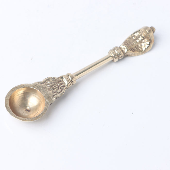 Brass Achmani - Nagam - 4 x 1 Inches | Achmani Spoon/ Pooja Spoon/ Nagam Handle Uddharani for Pooja - Panchapatra & Uddarani