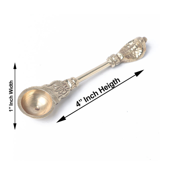 Brass Achmani - Nagam - 4 x 1 Inches | Achmani Spoon/ Pooja Spoon/ Nagam Handle Uddharani for Pooja - Panchapatra & Uddarani
