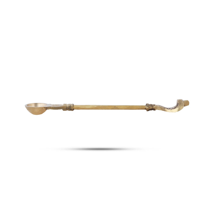 Brass Achmani - 9 x 1.25 Inches | Nagam Handle Uddharani/ Pali Spoon for Pooja/ 108 Gms Approx - Panchapatra & Uddarani