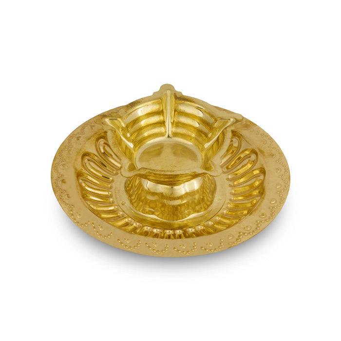 Five Star Plate Deepam - 1 x 3.25 Inches | Brass Deepam / Agal Vilakku / Deepam / Vilakku for Pooja